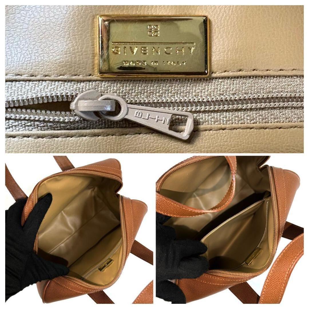 GIVENCHY Hand Bag Tote Purse 2way 4G Leather Brown Authentic