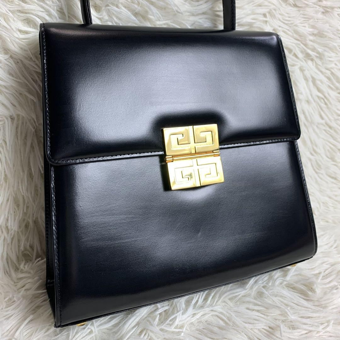 GIVENCHY Hand Bag Tote Purse 4G Leather Black Authentic
