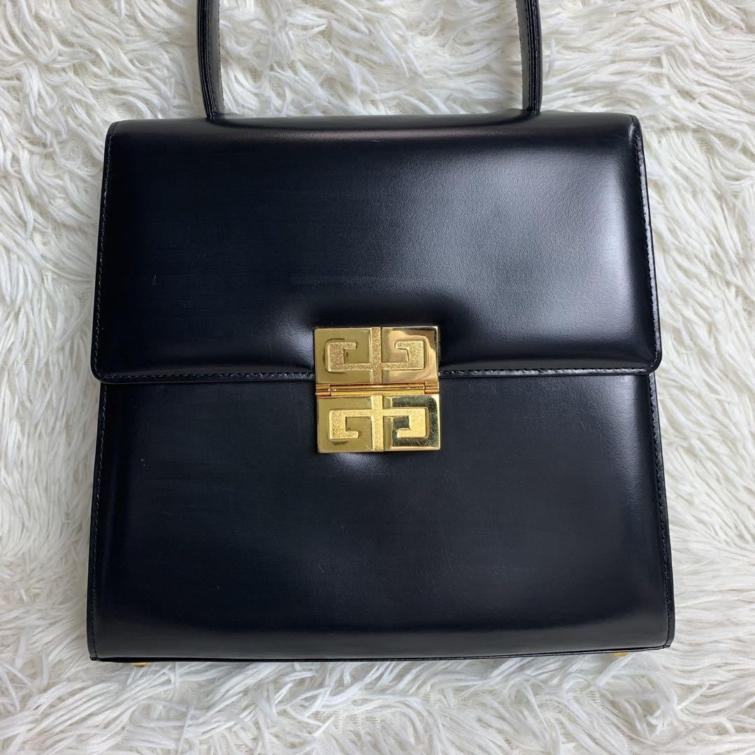 GIVENCHY Hand Bag Tote Purse 4G Leather Black Authentic