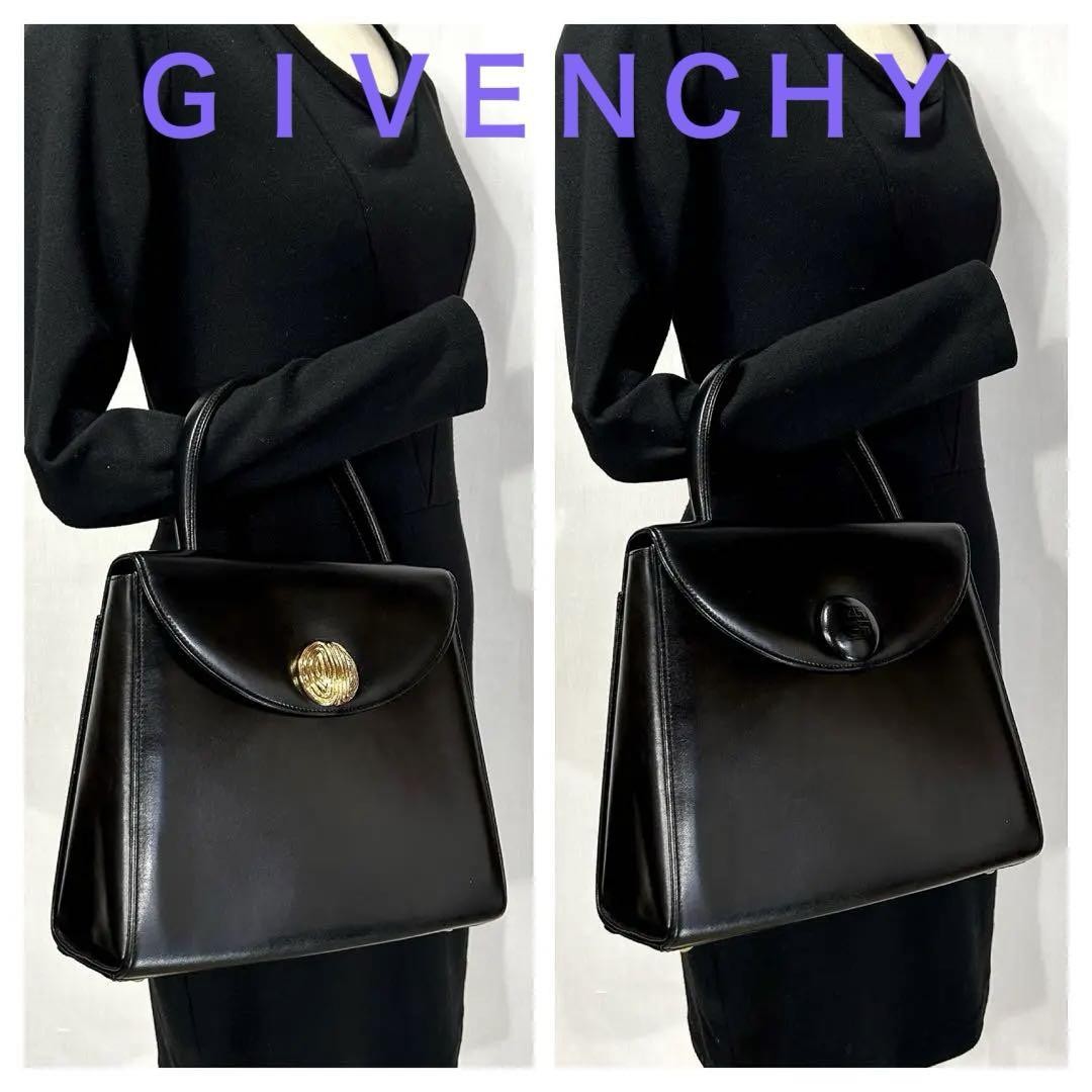 GIVENCHY Hand Bag Tote Purse 4G Leather Black Authentic