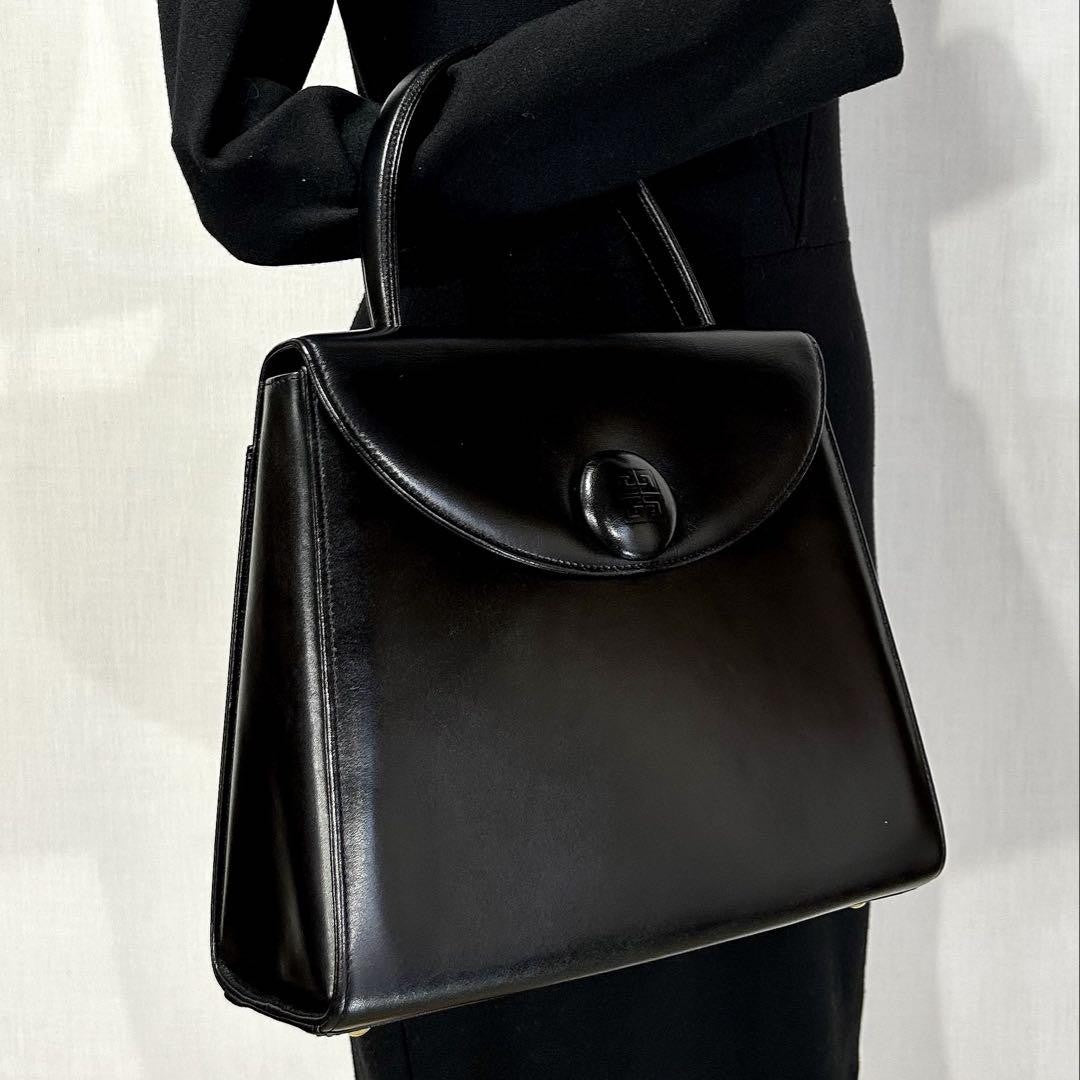 GIVENCHY Hand Bag Tote Purse 4G Leather Black Authentic