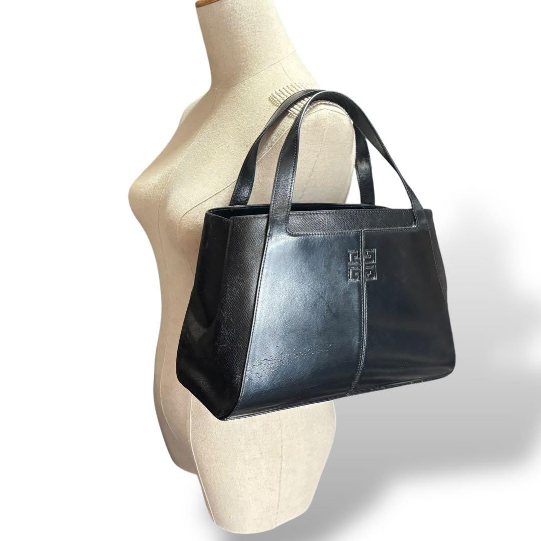GIVENCHY Hand Bag Tote Purse 4G Leather Black Authentic