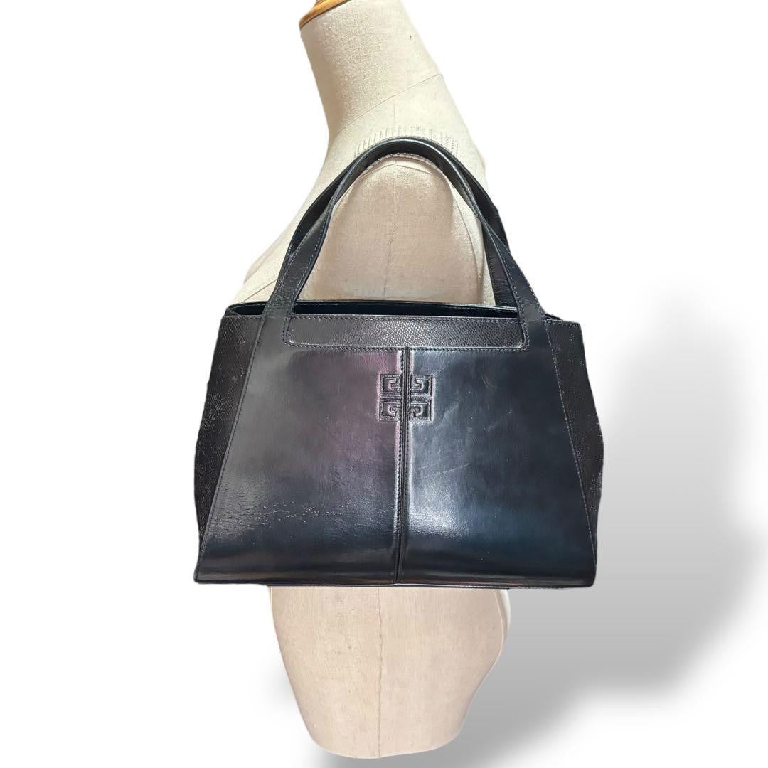 GIVENCHY Hand Bag Tote Purse 4G Leather Black Authentic