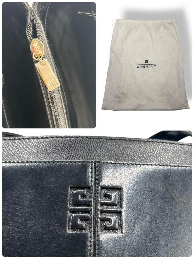 GIVENCHY Hand Bag Tote Purse 4G Leather Black Authentic