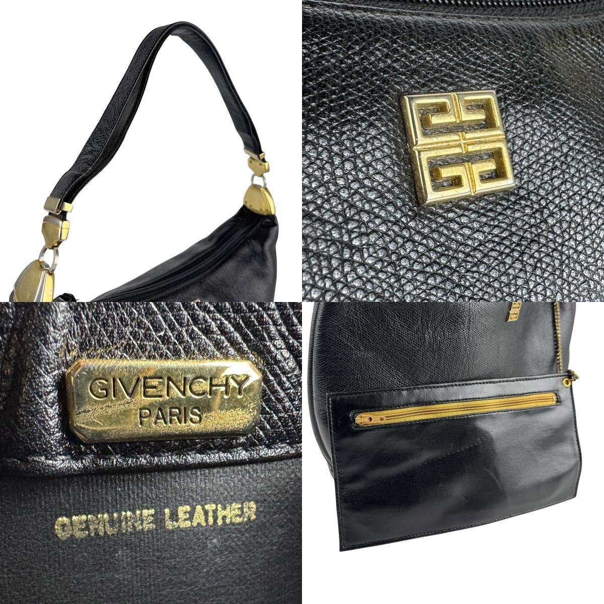 GIVENCHY Hand Bag Tote Purse 4G Leather Black Authentic