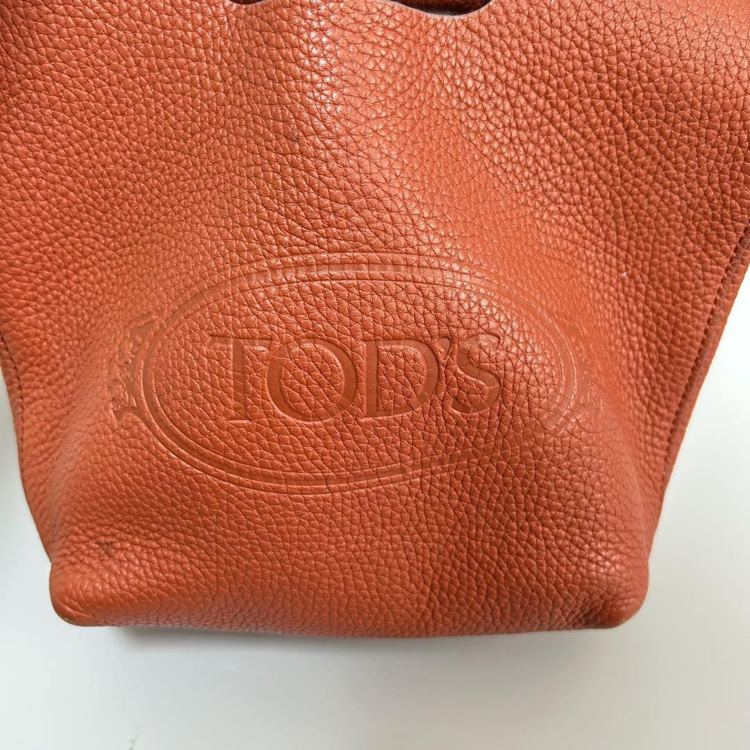 TOD'S Hand Bag Tote Purse Leather Brown Authentic