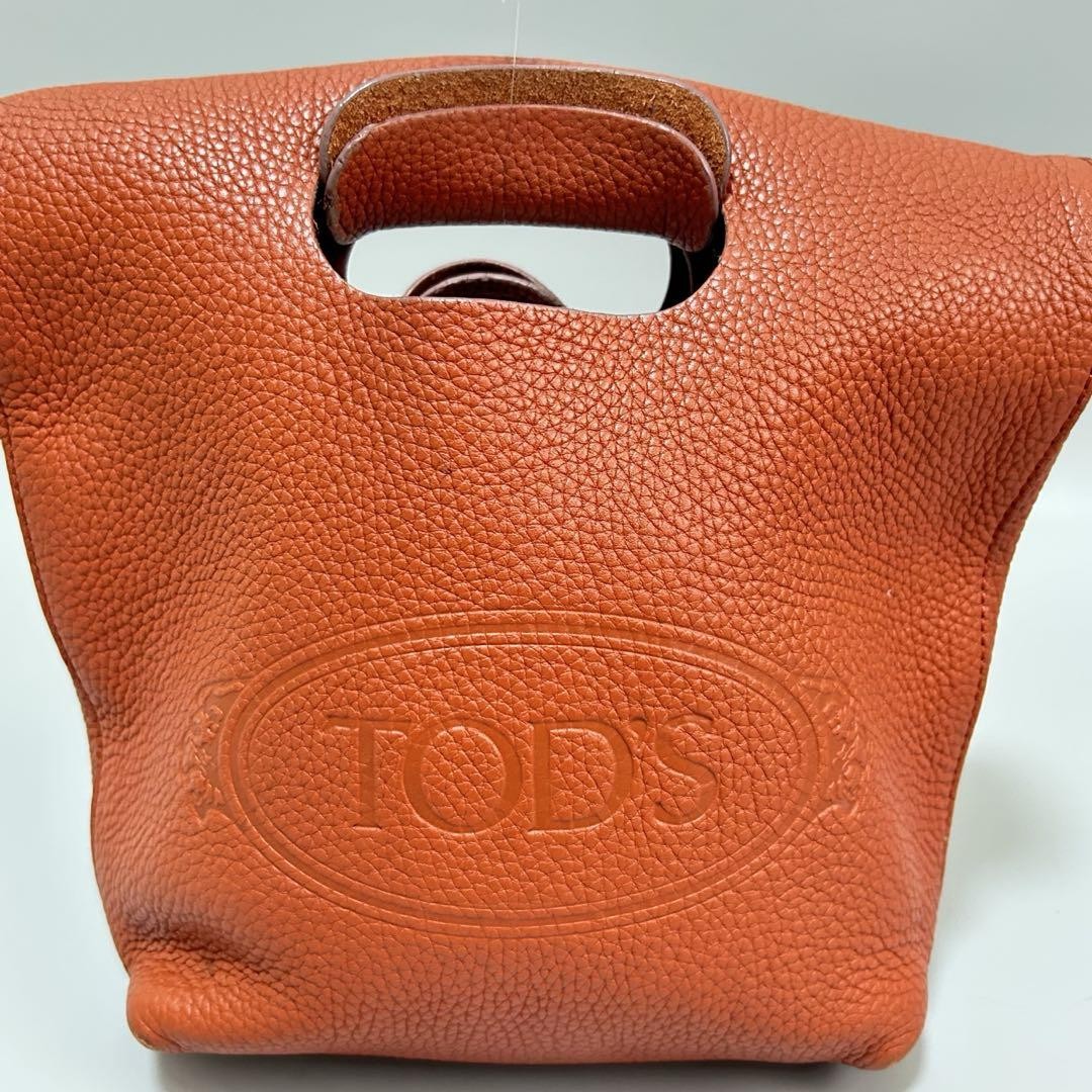 TOD'S Hand Bag Tote Purse Leather Brown Authentic