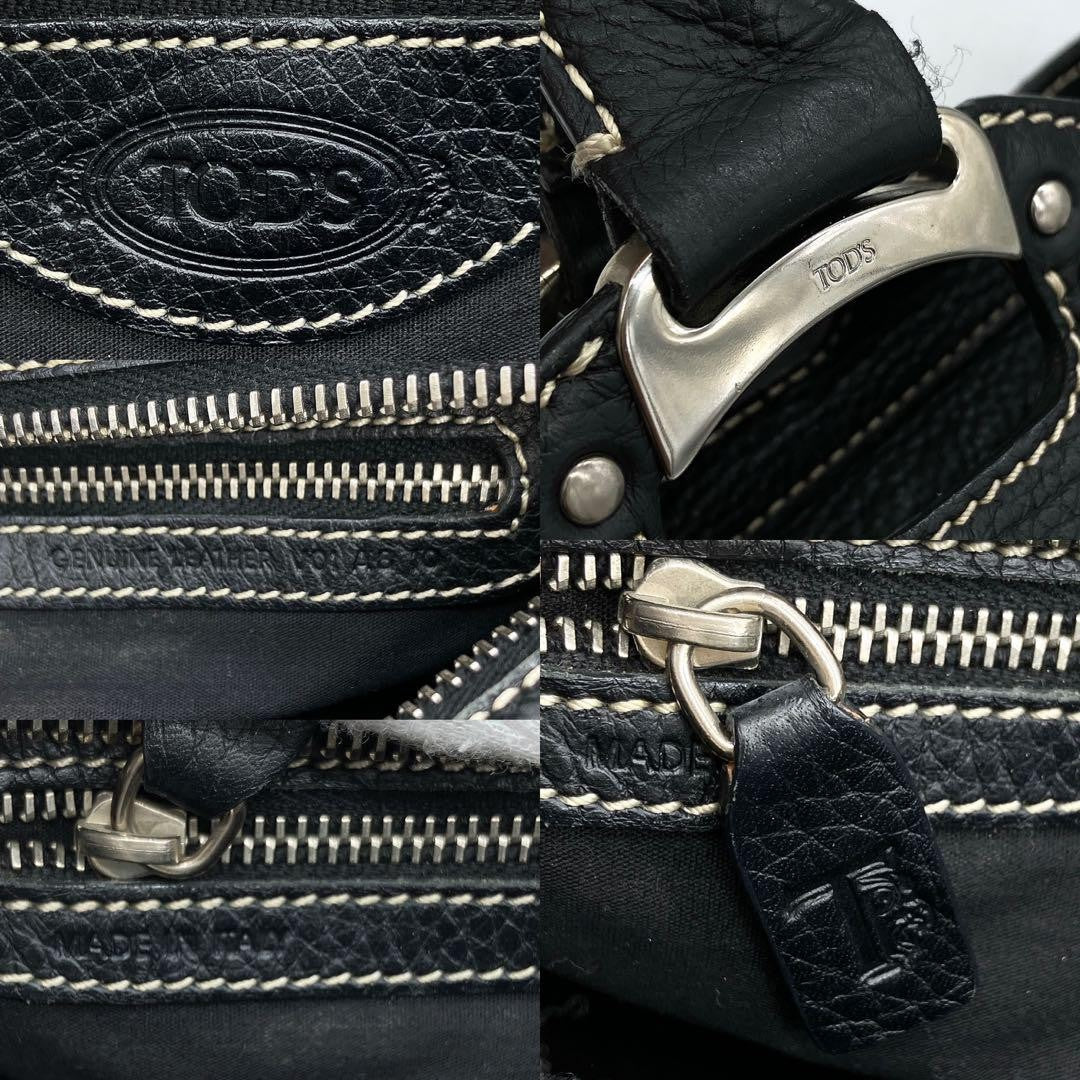 TOD'S Hand Bag Tote Purse Leather Black Authentic