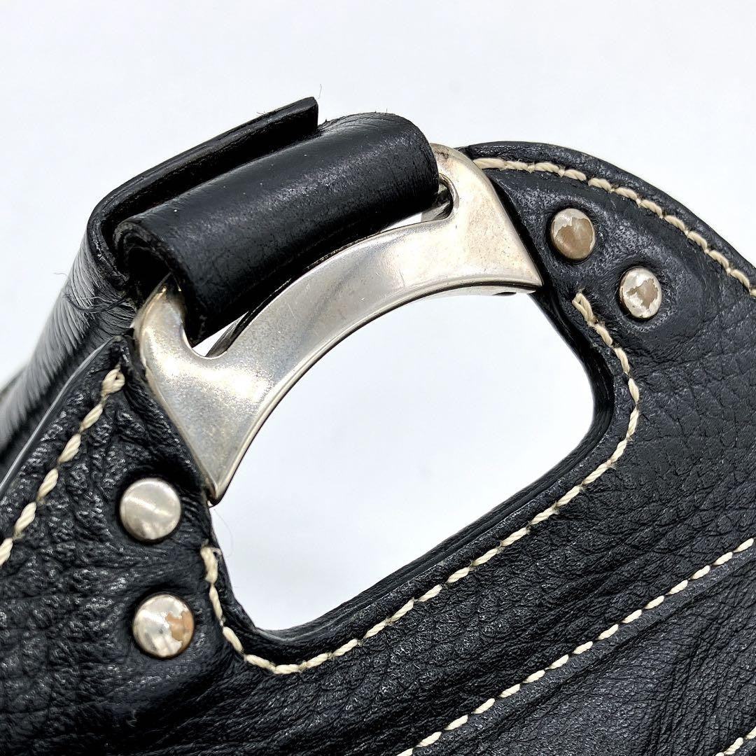 TOD'S Hand Bag Tote Purse Leather Black Authentic