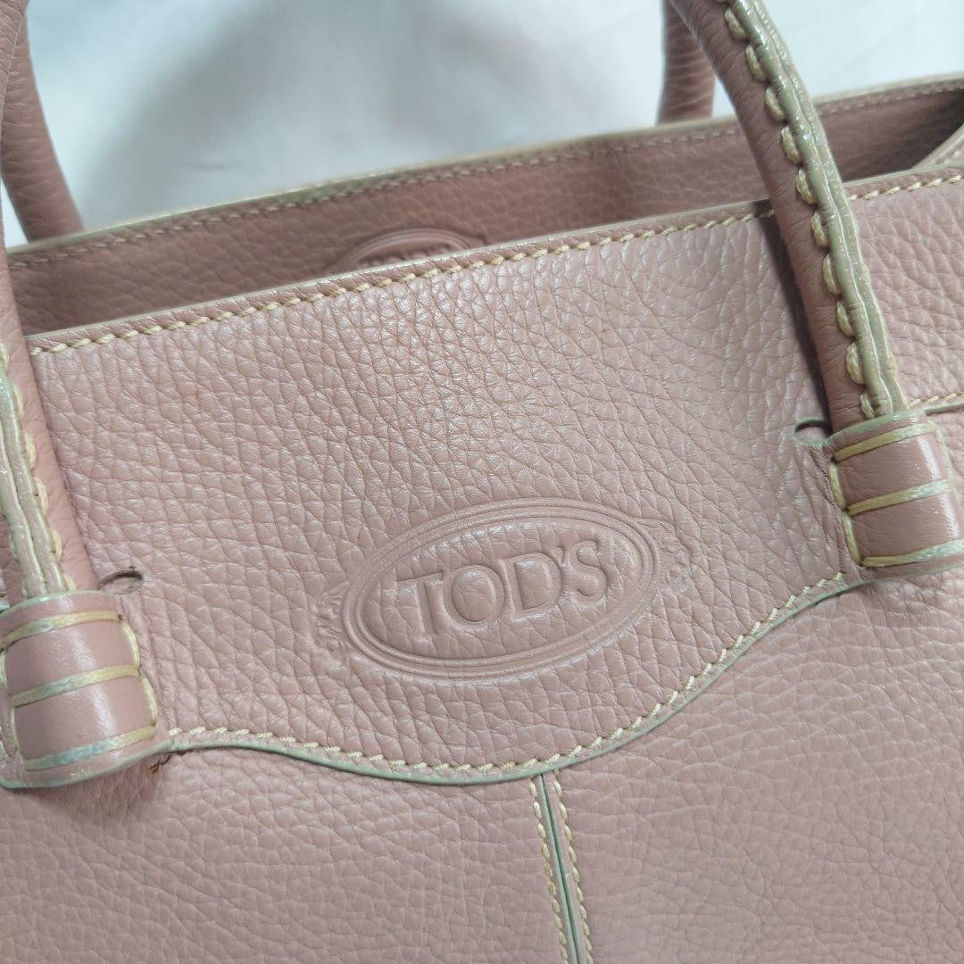 TOD'S Hand Bag Tote Purse Leather Pink Authentic