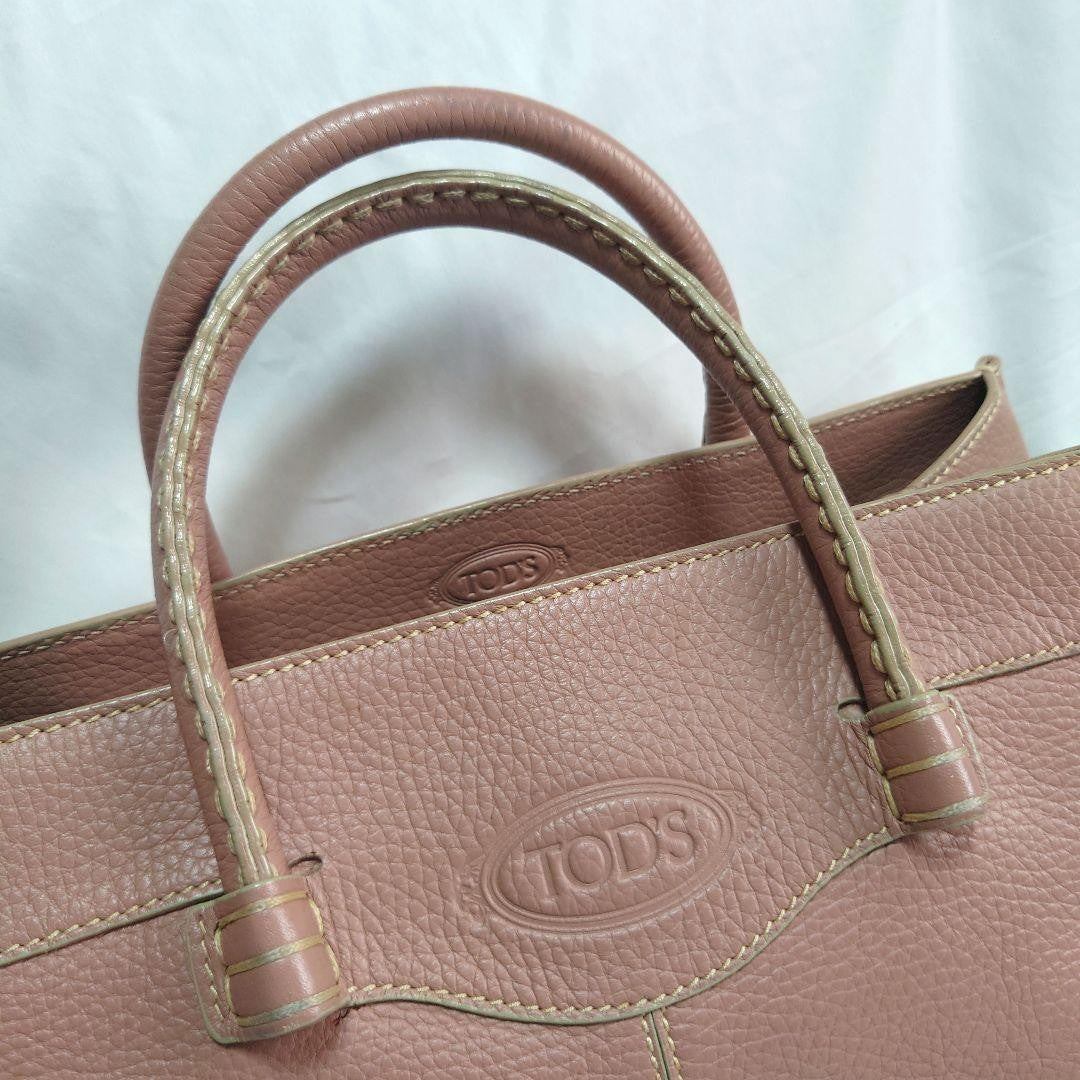 TOD'S Hand Bag Tote Purse Leather Pink Authentic