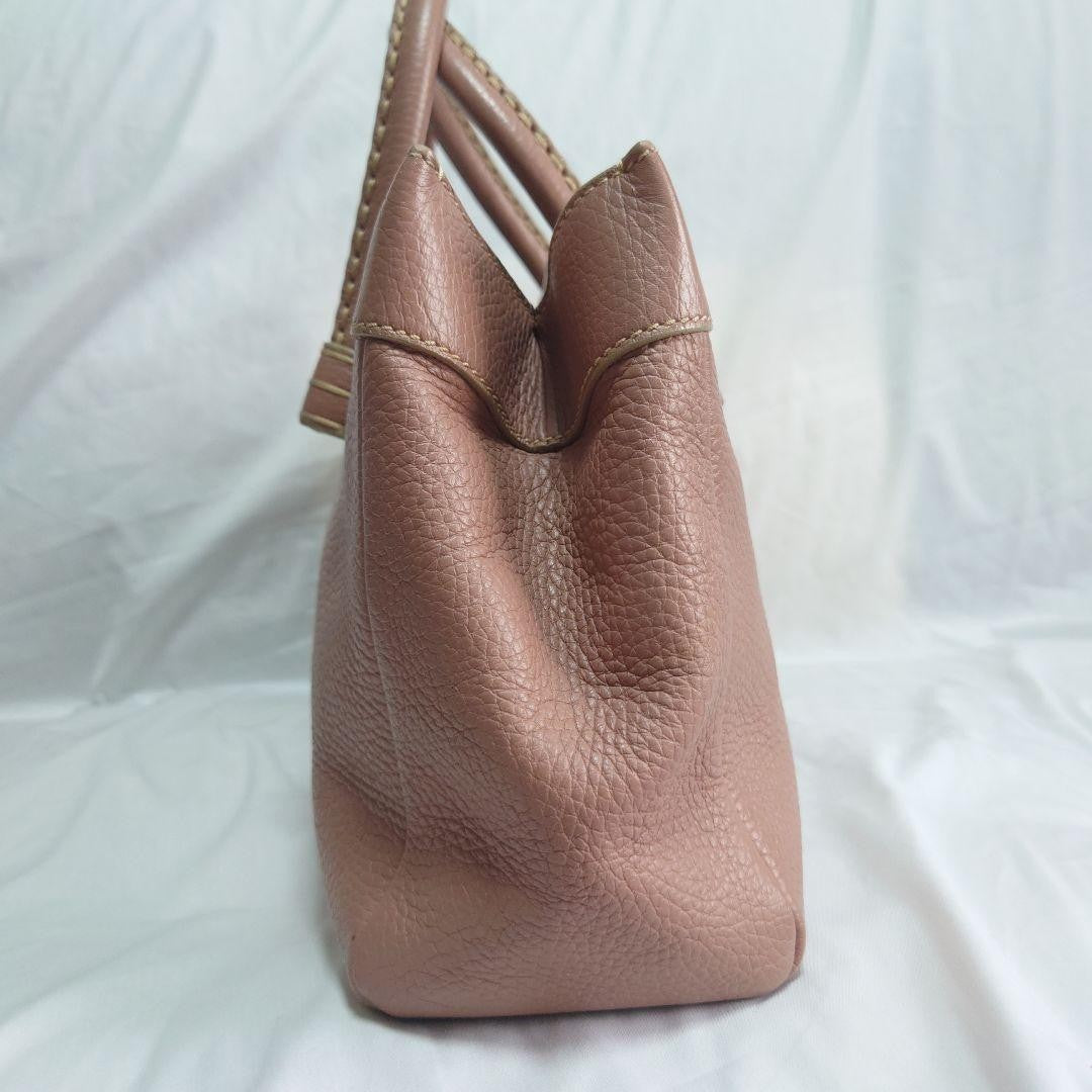 TOD'S Hand Bag Tote Purse Leather Pink Authentic