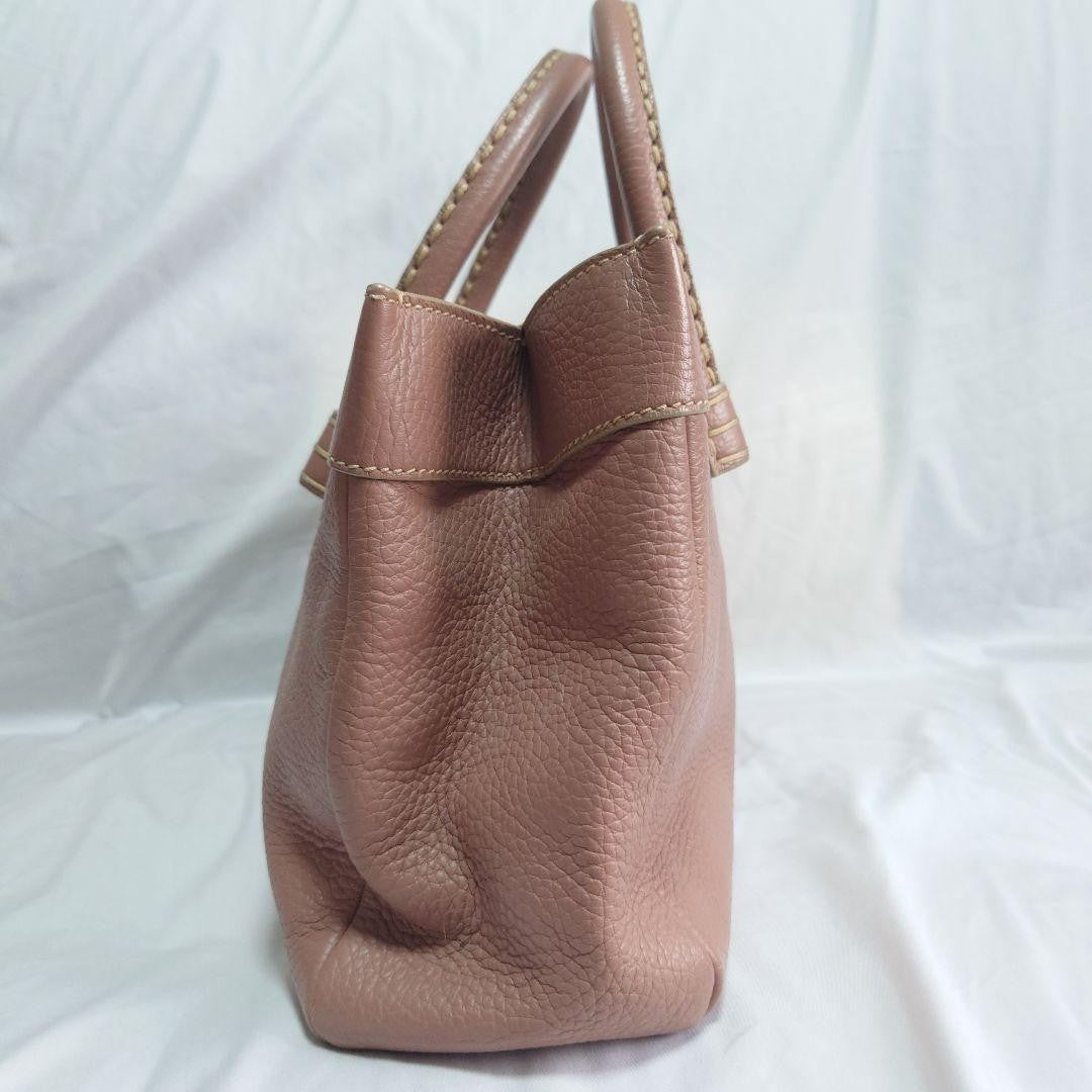 TOD'S Hand Bag Tote Purse Leather Pink Authentic