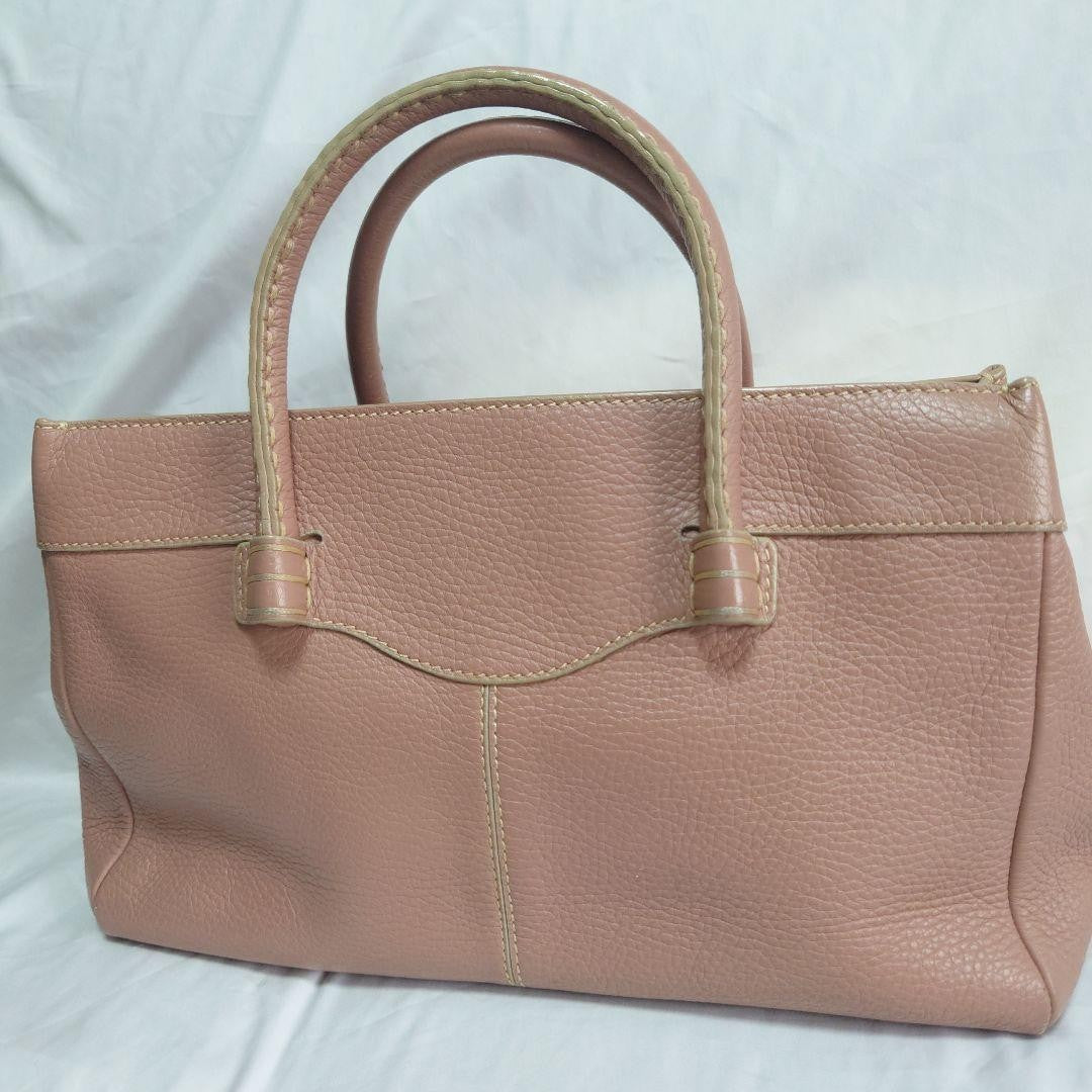 TOD'S Hand Bag Tote Purse Leather Pink Authentic