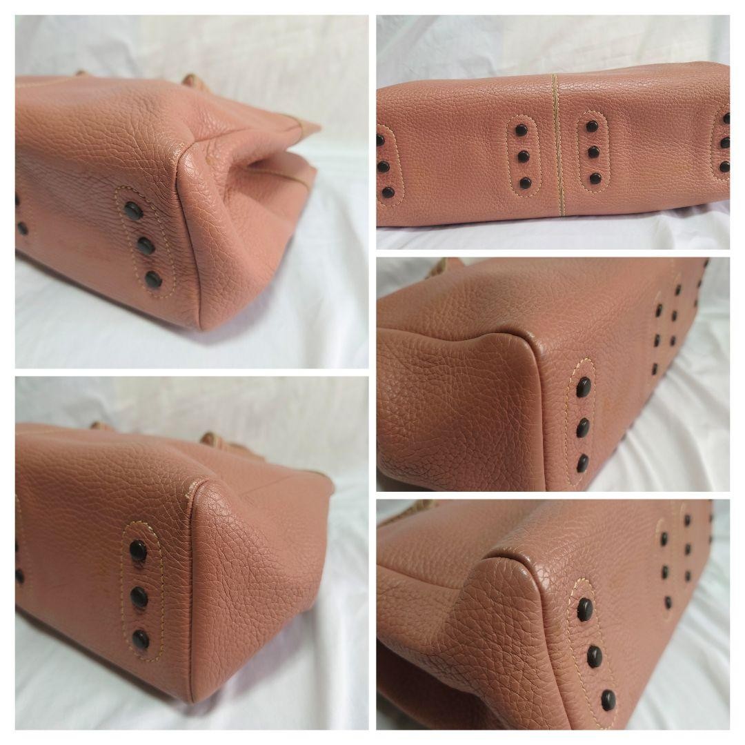TOD'S Hand Bag Tote Purse Leather Pink Authentic