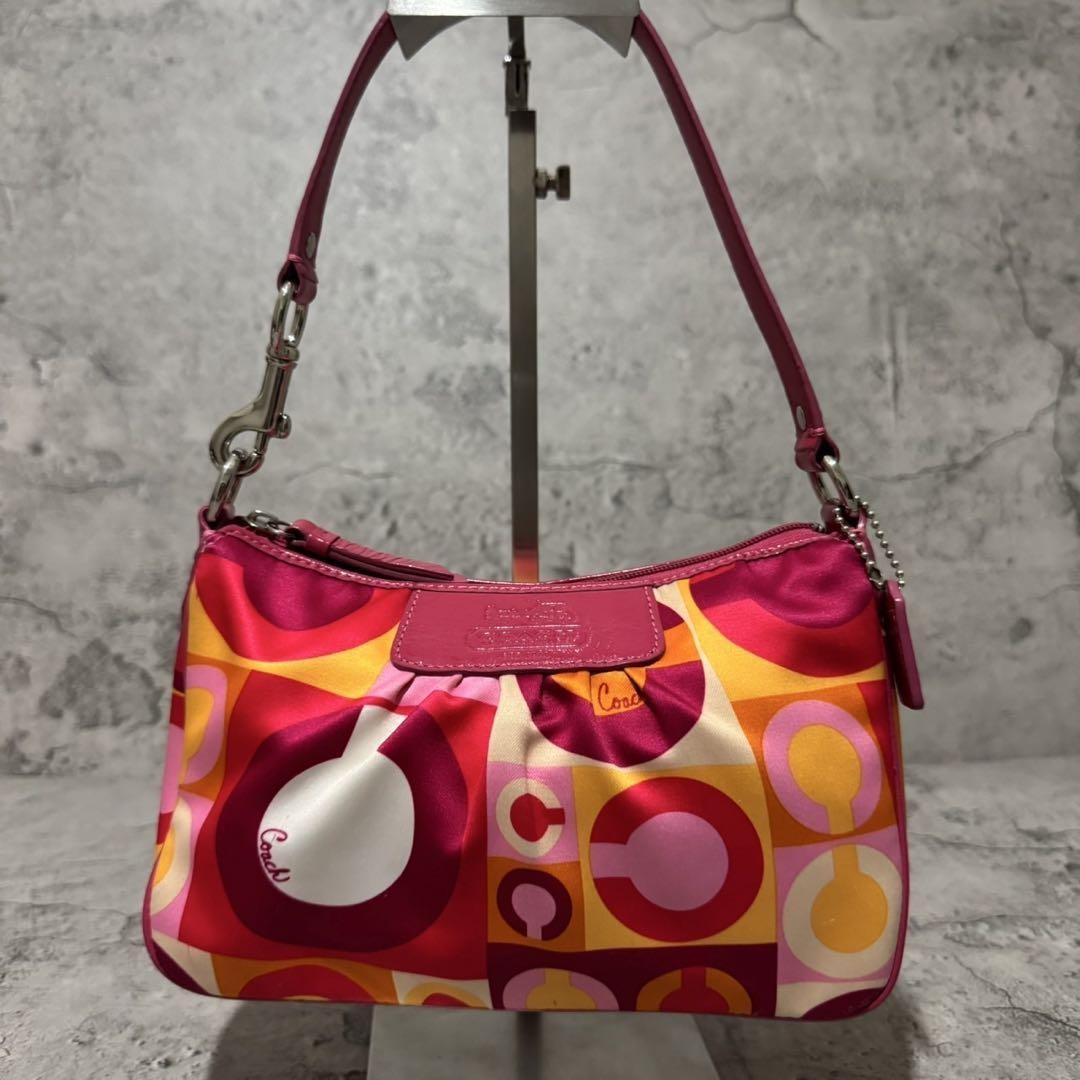 COACH Shoulder Bag Purse Accessory Pouch Patent Leather Multicolor Authentic