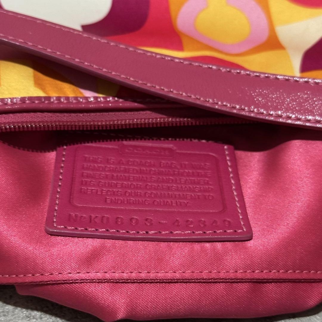 COACH Shoulder Bag Purse Accessory Pouch Patent Leather Multicolor Authentic