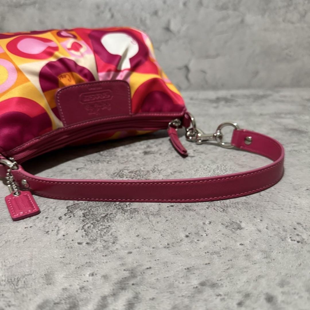 COACH Shoulder Bag Purse Accessory Pouch Patent Leather Multicolor Authentic