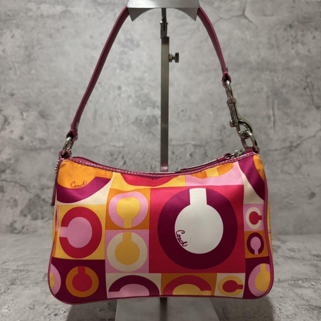 COACH Shoulder Bag Purse Accessory Pouch Patent Leather Multicolor Authentic