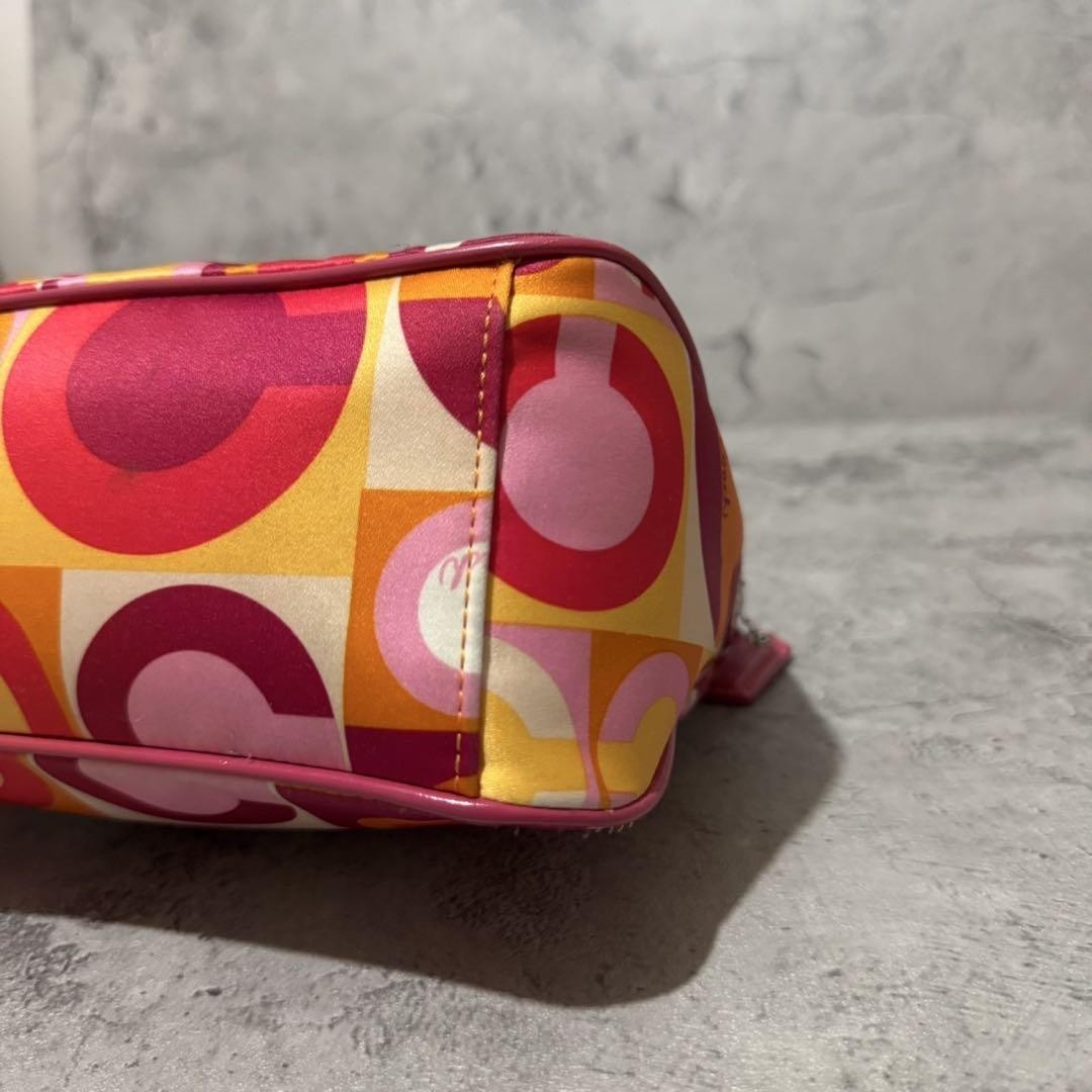 COACH Shoulder Bag Purse Accessory Pouch Patent Leather Multicolor Authentic