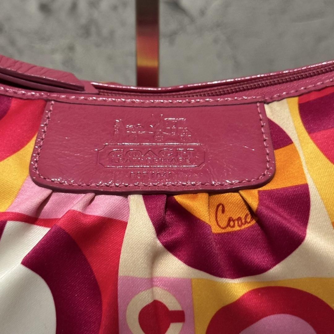COACH Shoulder Bag Purse Accessory Pouch Patent Leather Multicolor Authentic