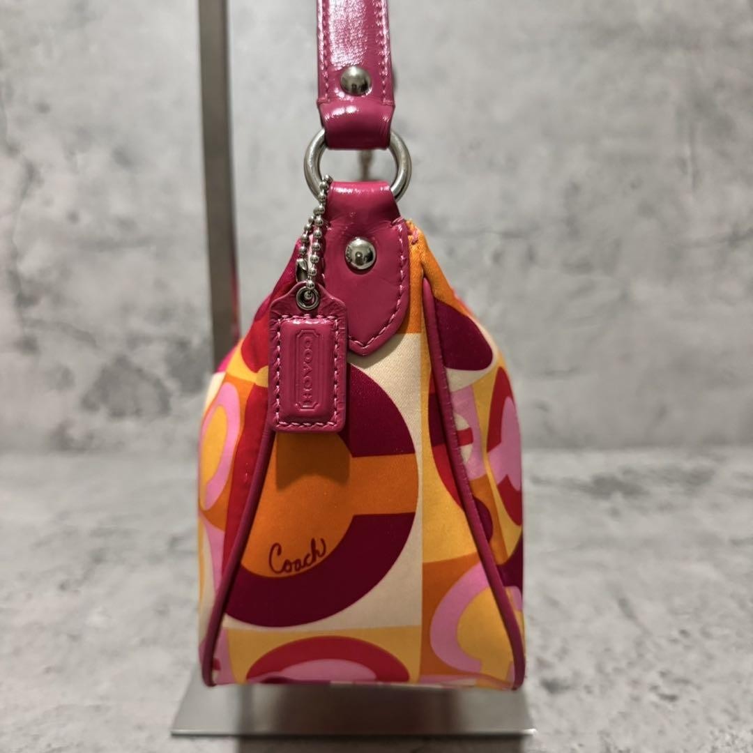 COACH Shoulder Bag Purse Accessory Pouch Patent Leather Multicolor Authentic