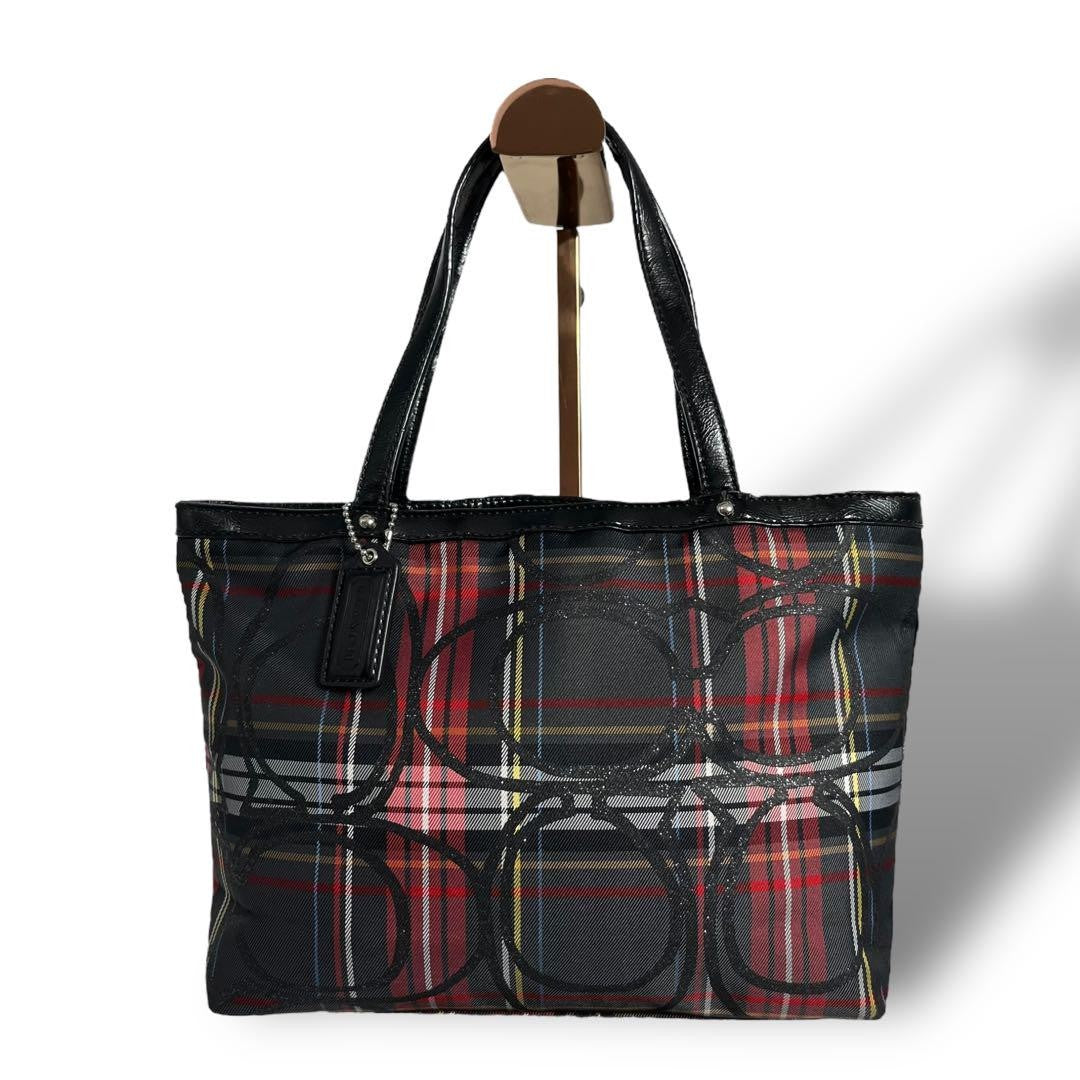 COACH Hand Bag Tote Purse Nylon Multicolor Authentic