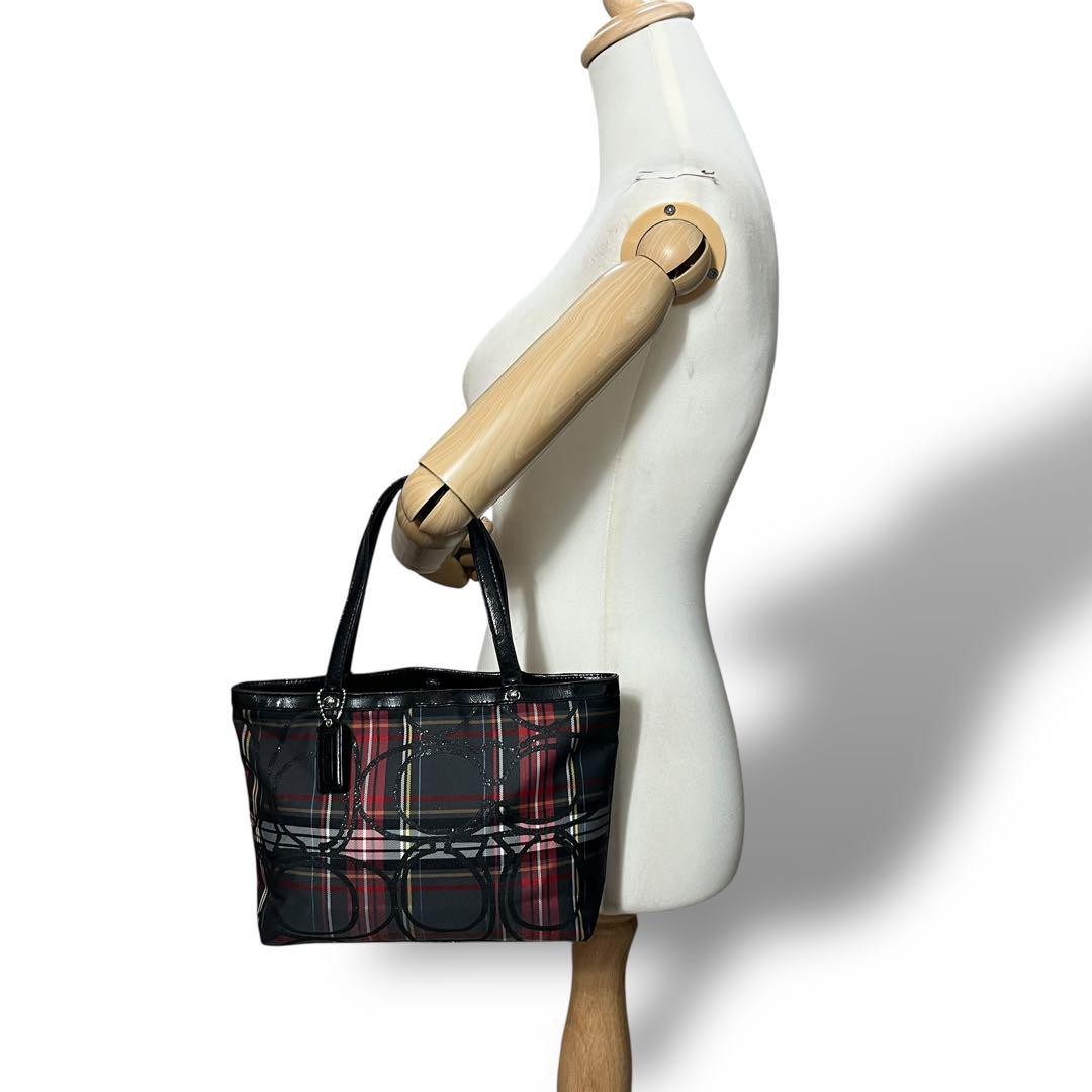 COACH Hand Bag Tote Purse Nylon Multicolor Authentic