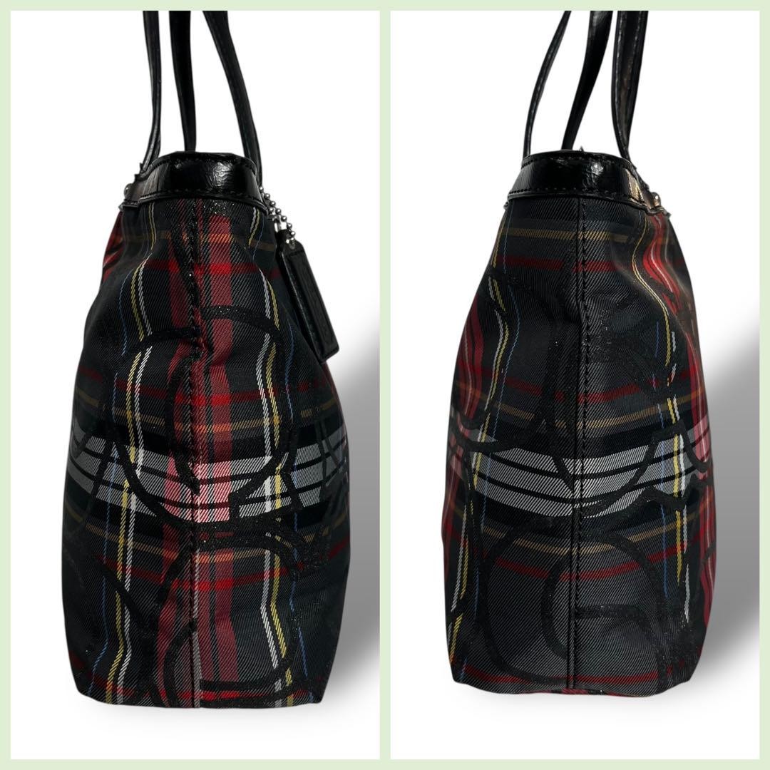 COACH Hand Bag Tote Purse Nylon Multicolor Authentic