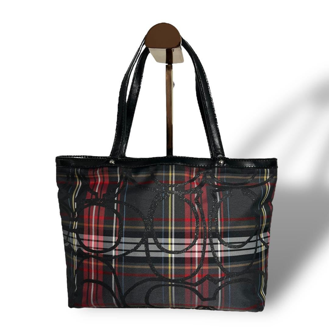 COACH Hand Bag Tote Purse Nylon Multicolor Authentic