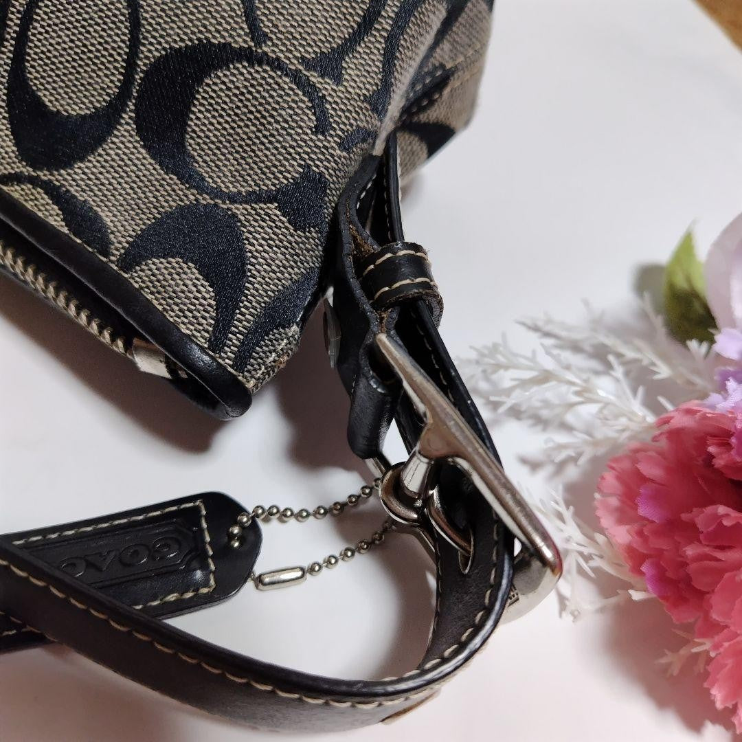 COACH Hand Shoulder Bag Tote Purse Signature Black Authentic