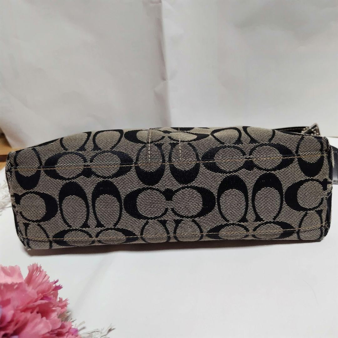 COACH Hand Shoulder Bag Tote Purse Signature Black Authentic