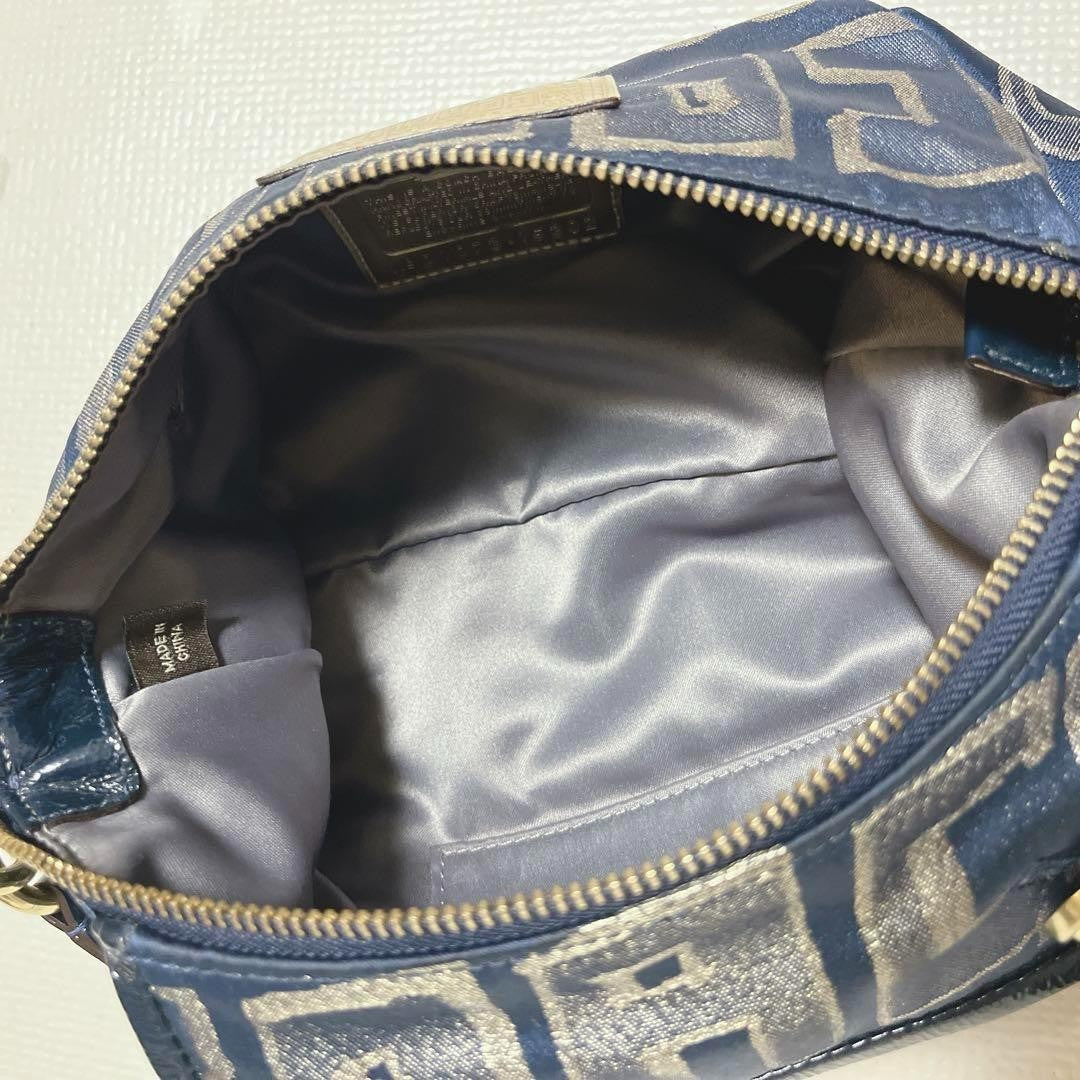 COACH Shoulder Bag Purse 15302 Poppy Blue Silver Authentic