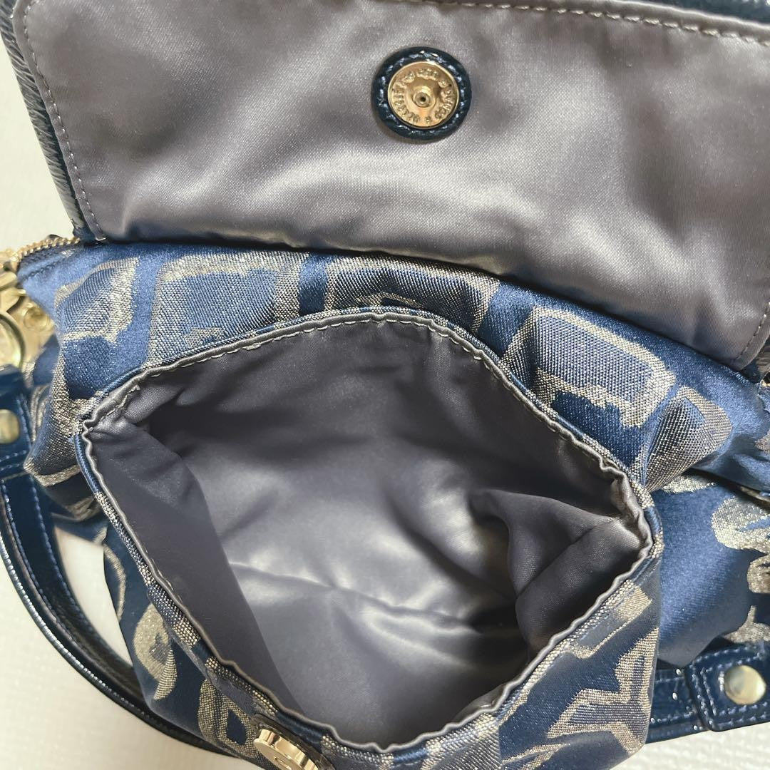 COACH Shoulder Bag Purse 15302 Poppy Blue Silver Authentic