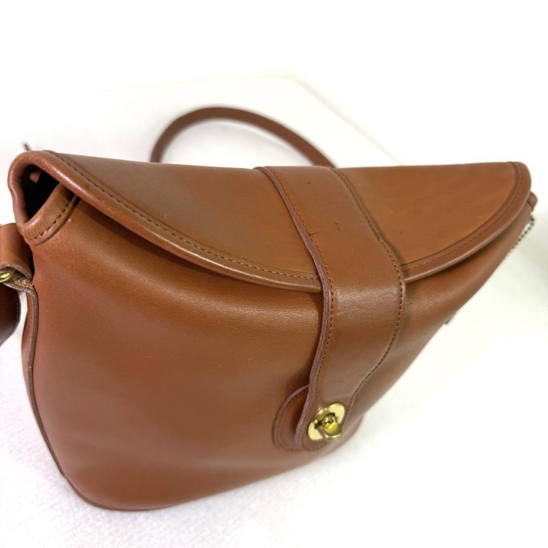COACH Shoulder Bag Purse 9948 Turn Lock OLD Leather Brown Authentic