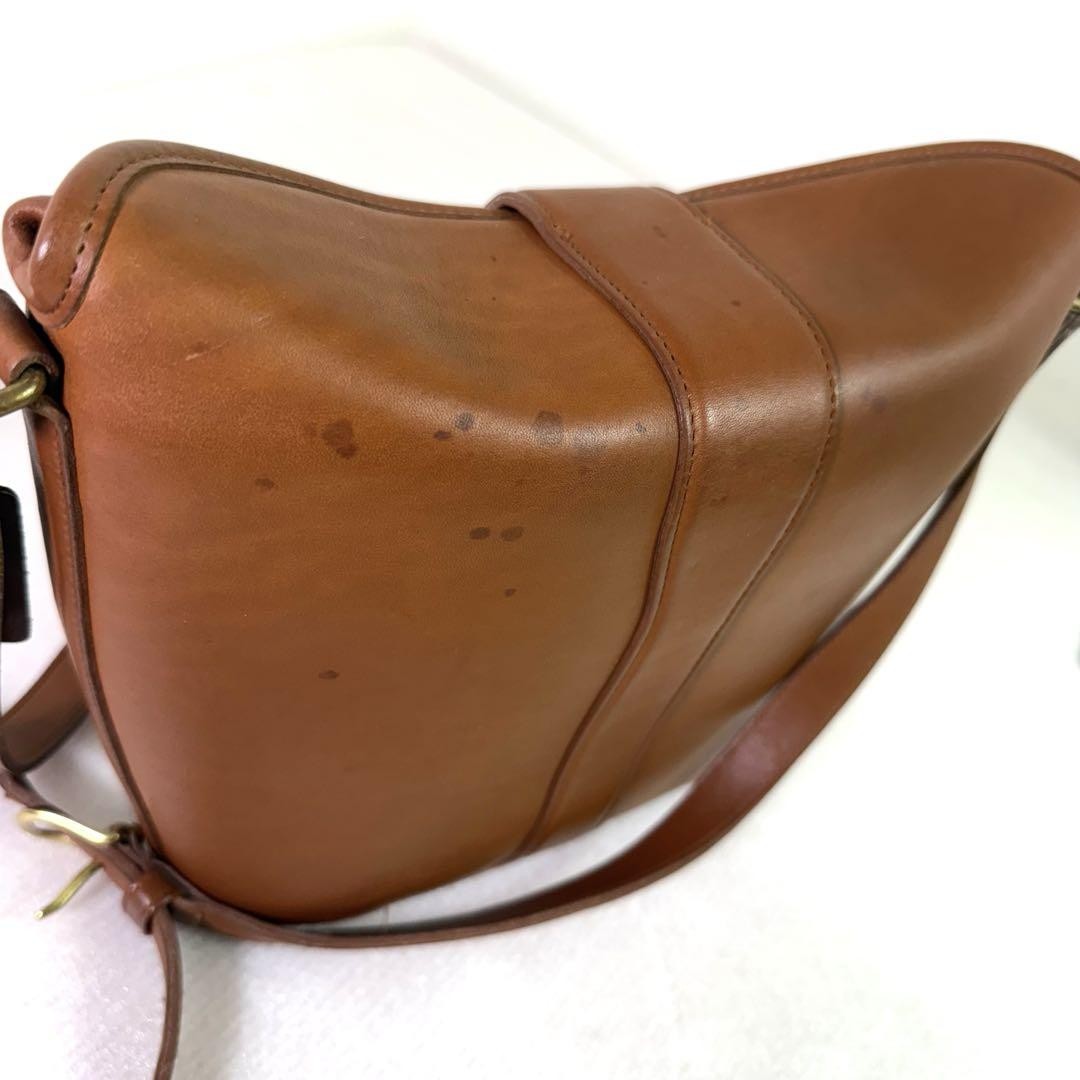 COACH Shoulder Bag Purse 9948 Turn Lock OLD Leather Brown Authentic