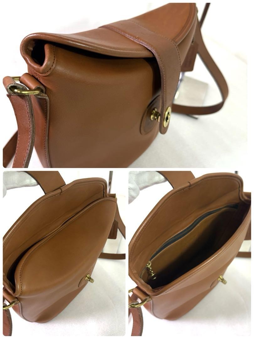 COACH Shoulder Bag Purse 9948 Turn Lock OLD Leather Brown Authentic