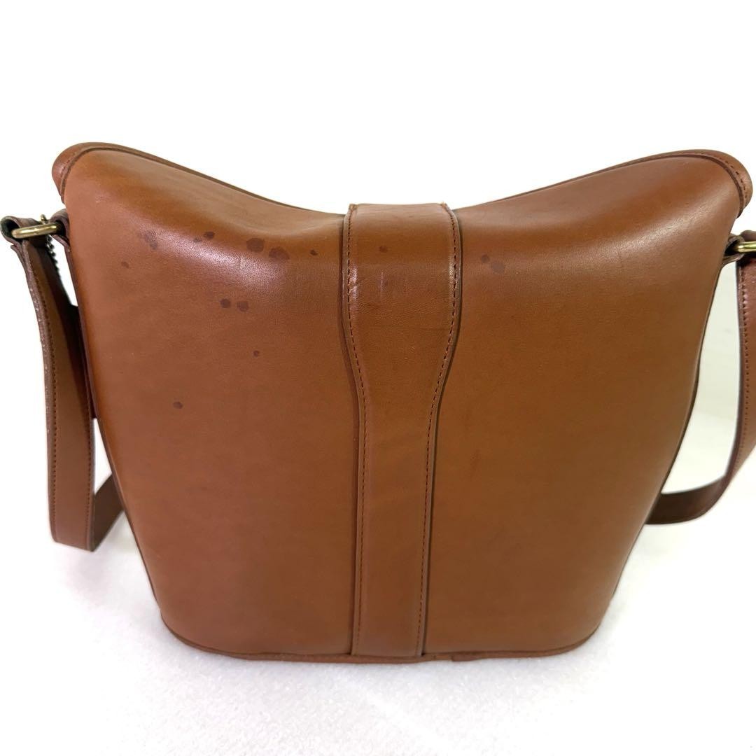 COACH Shoulder Bag Purse 9948 Turn Lock OLD Leather Brown Authentic