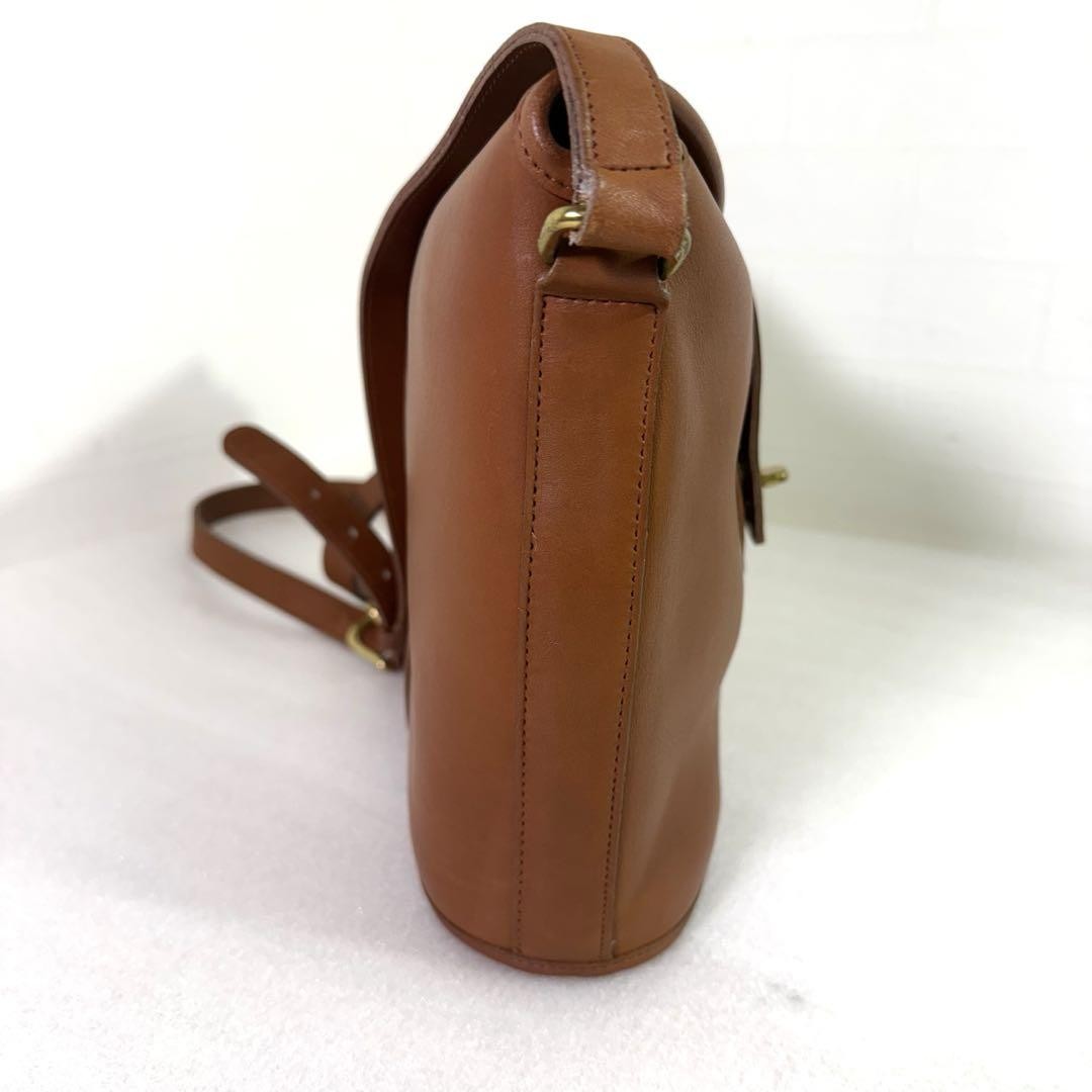 COACH Shoulder Bag Purse 9948 Turn Lock OLD Leather Brown Authentic