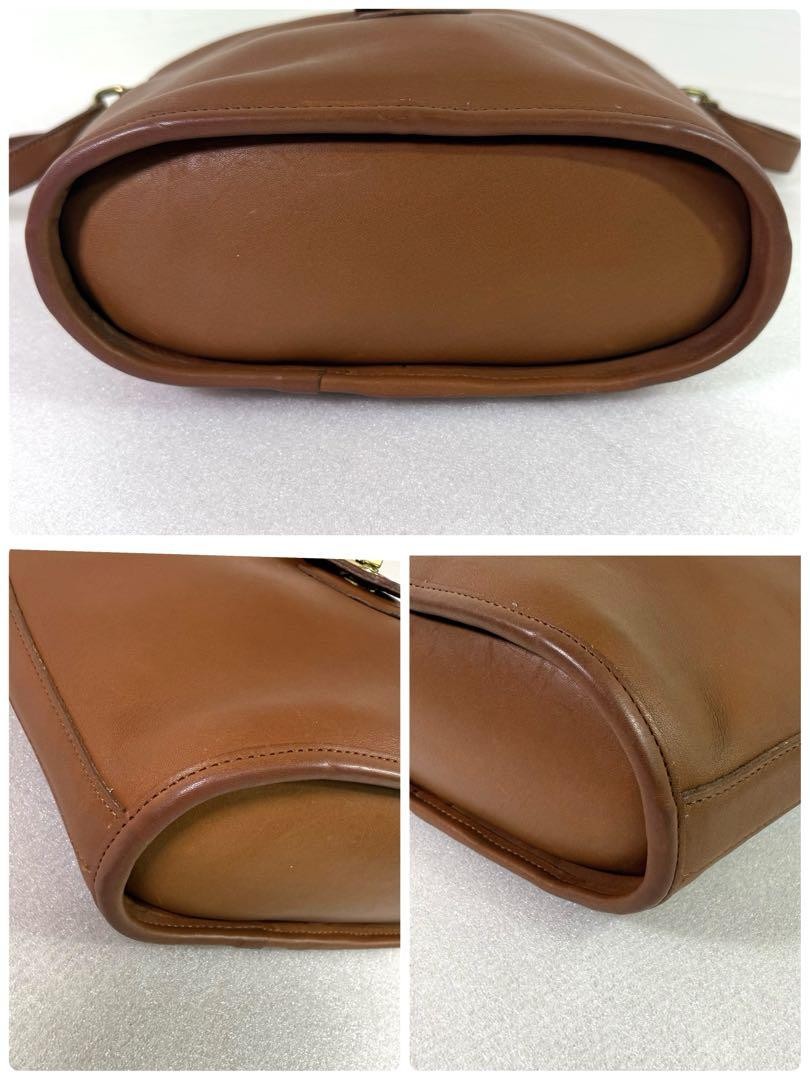 COACH Shoulder Bag Purse 9948 Turn Lock OLD Leather Brown Authentic