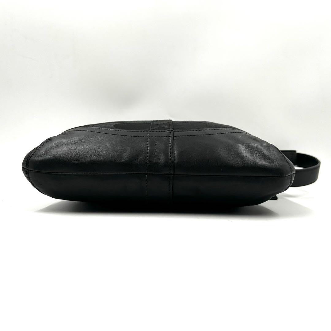 COACH Shoulder Bag Purse Signature 19730 Canvas Leather Black Authentic