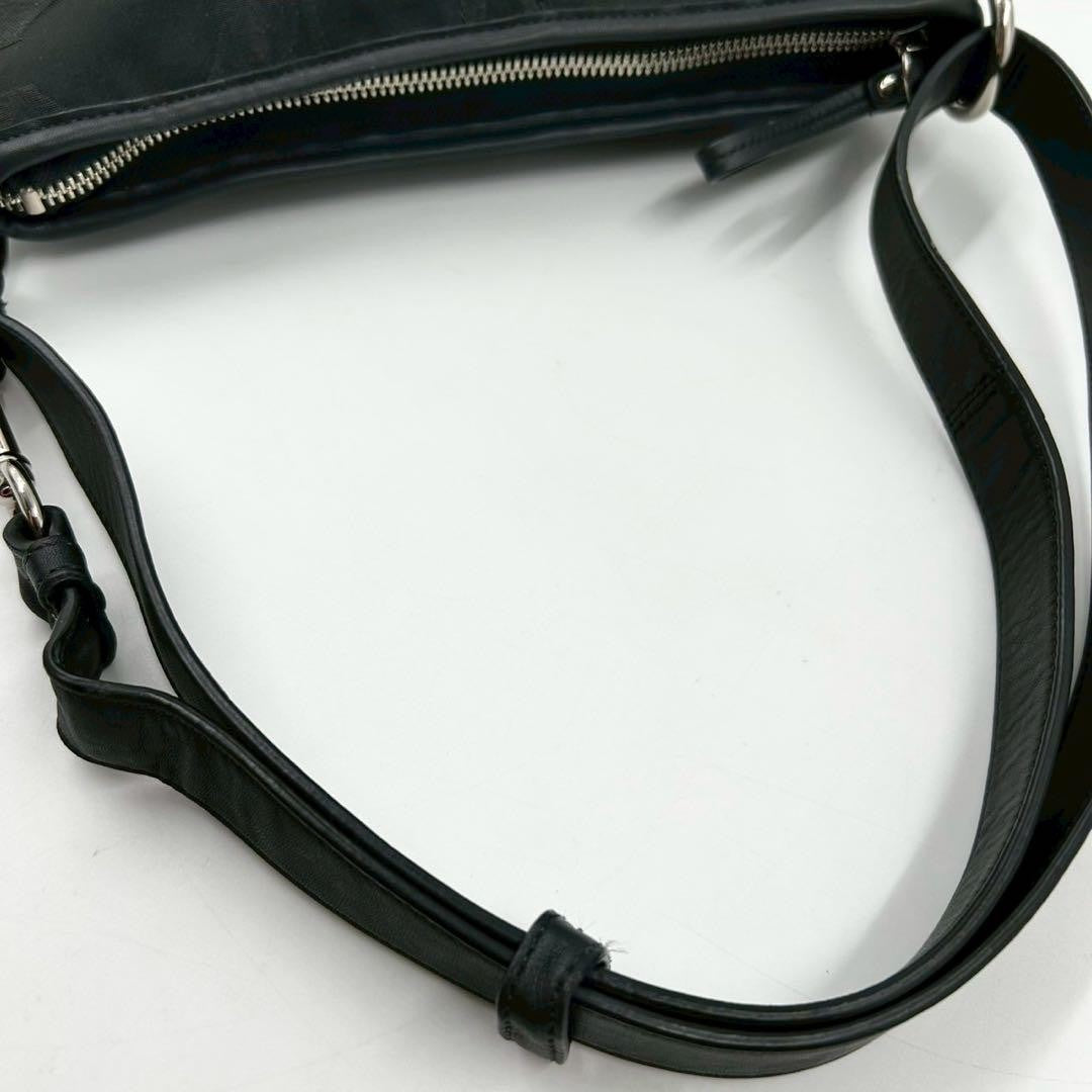 COACH Shoulder Bag Purse Signature 19730 Canvas Leather Black Authentic