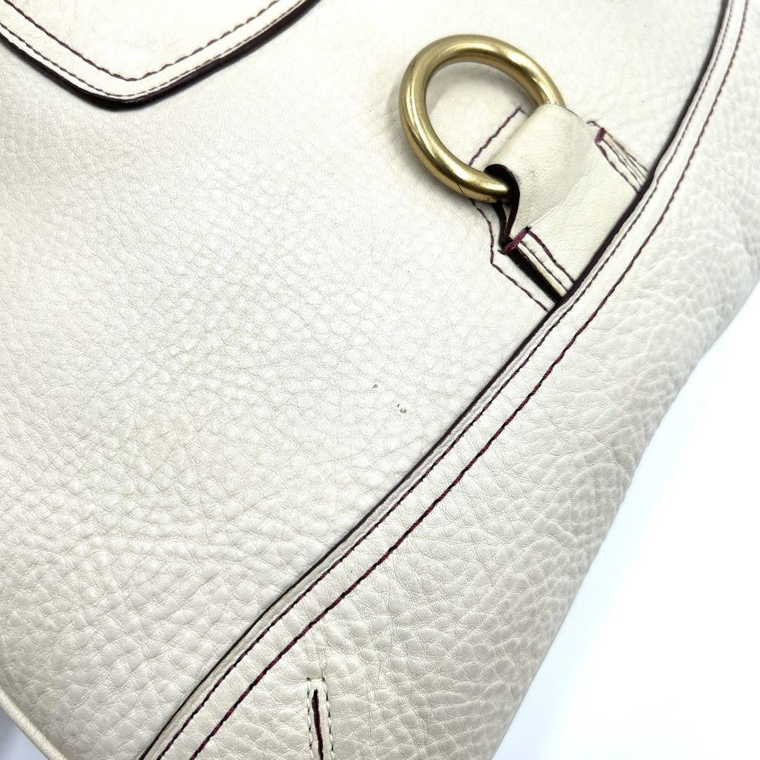 COACH Shoulder Bag Purse Leather White Bordeaux Authentic