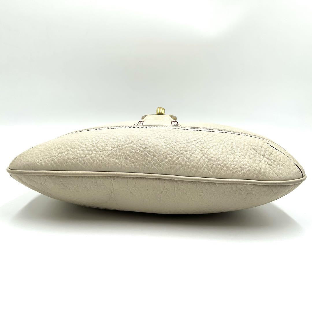 COACH Shoulder Bag Purse Leather White Bordeaux Authentic