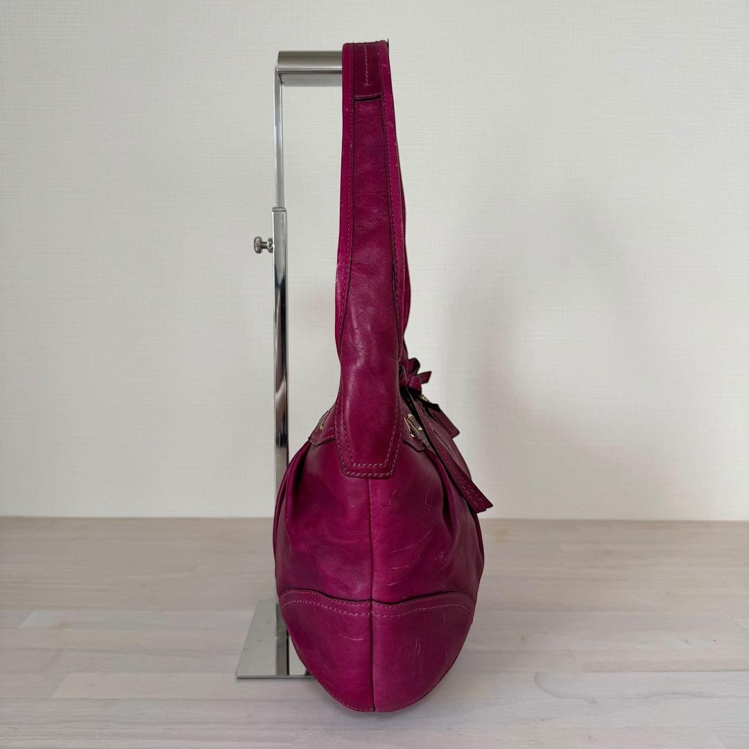 COACH Shoulder Bag Purse Hobo Leather Pink Authentic
