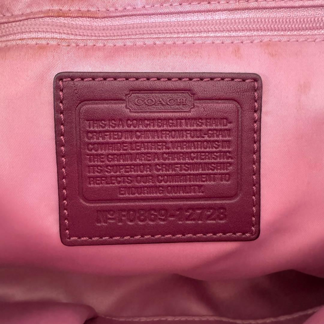 COACH Shoulder Bag Purse Hobo Leather Pink Authentic