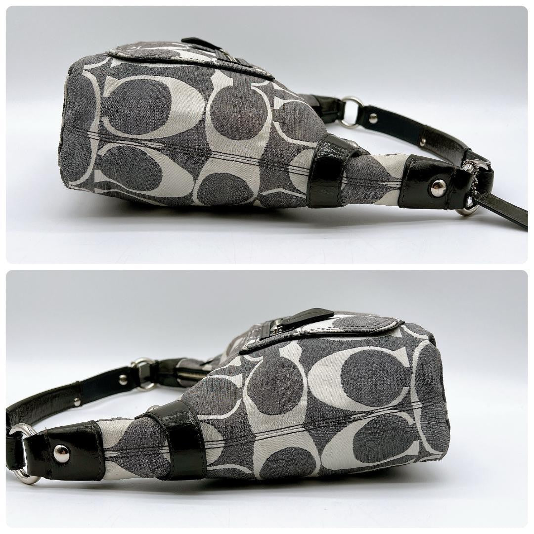 COACH Shoulder Bag Purse Signature Denim Gray Authentic