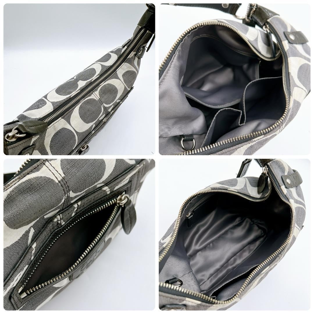 COACH Shoulder Bag Purse Signature Denim Gray Authentic