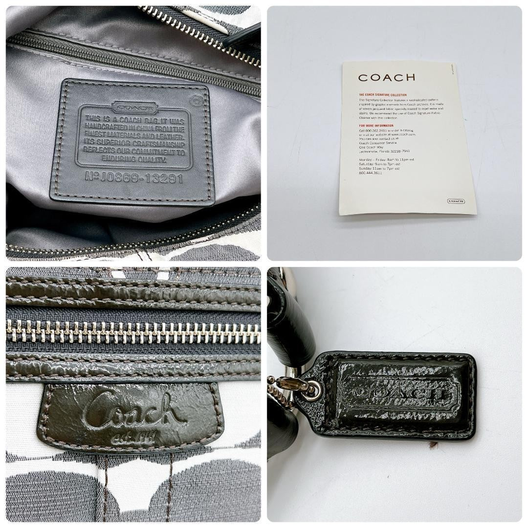 COACH Shoulder Bag Purse Signature Denim Gray Authentic