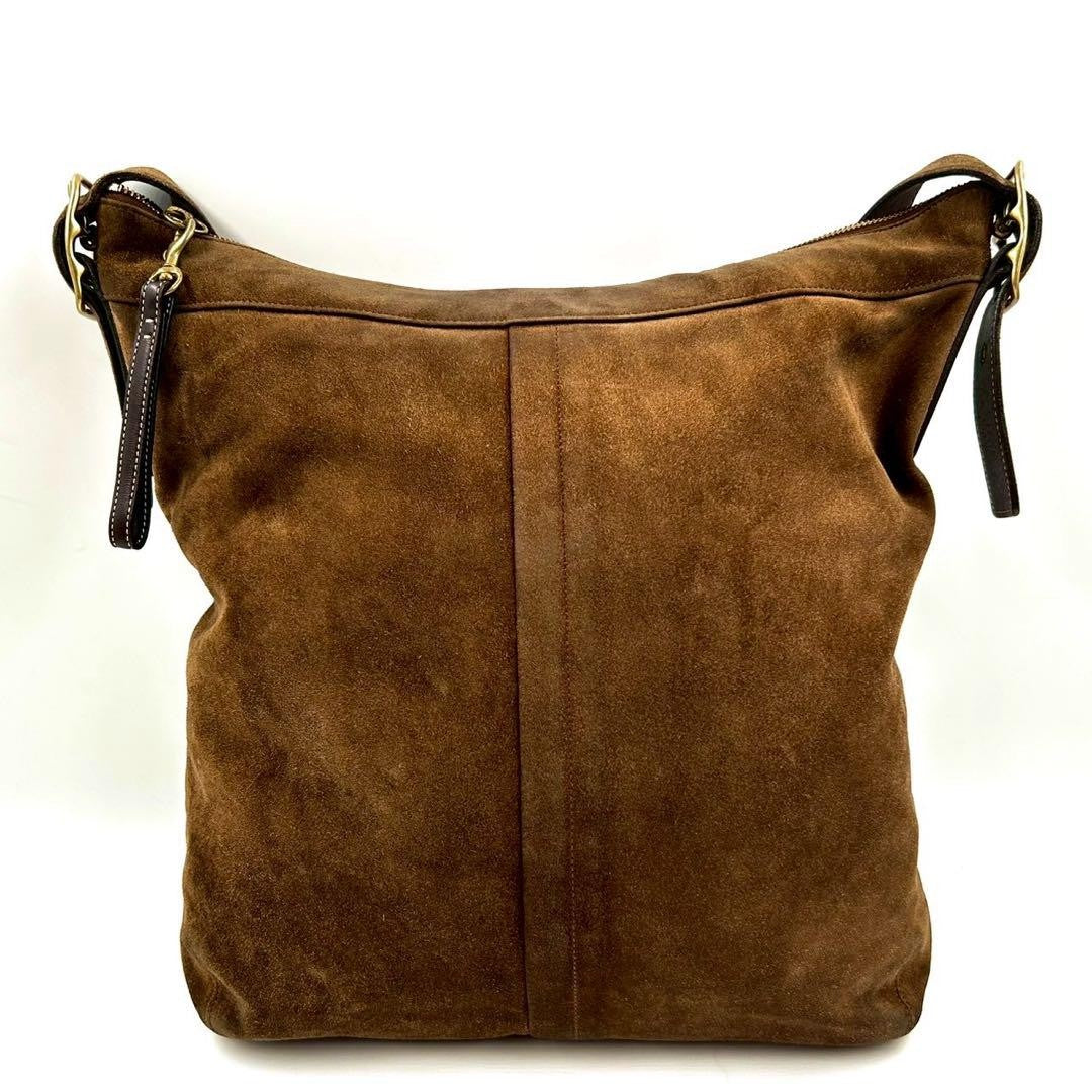 COACH Shoulder Bag Purse 9322 Suede Dark Brown Authentic